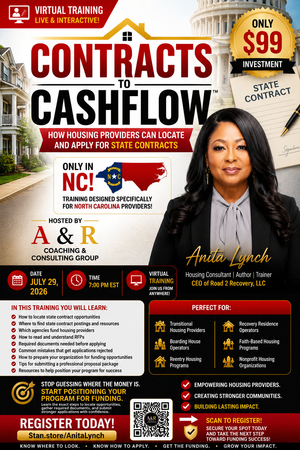 Contracts to Cashflow — virtual training flyer